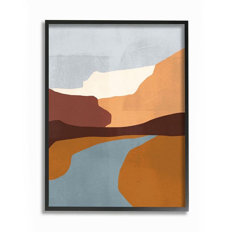 Stupell Home Decor Abstract Color Block Framed Wall Art, Brown