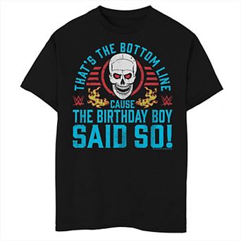 Boys 8-20 WWE Cause the Birthday Boy Said So Skull Husky Tee