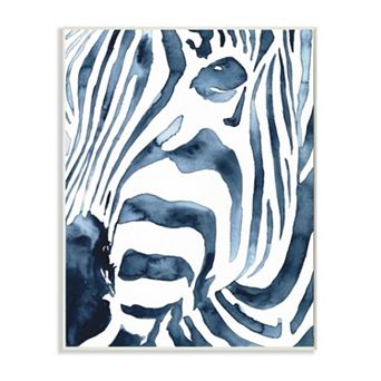 Stupell Home Decor Blue Zebra Stripe Portrait Wall Art - Size: 10X15
