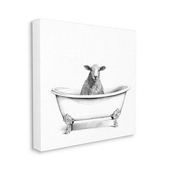 Stupell Home Decor Sheep Bath Tub Canvas Wall Art - Size: 30X30