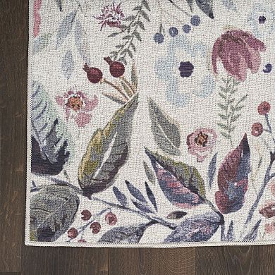 Nourison Washables Floral Indoor Non-skid Area Rug