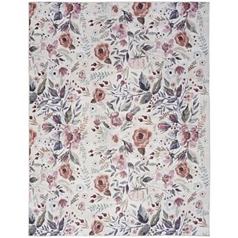 Nourison Washables Floral Indoor Non-skid Area Rug