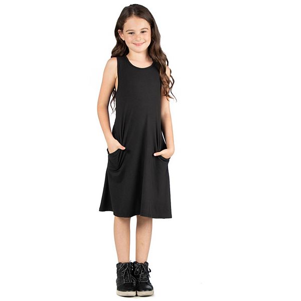 Girls Sleeveless Pocket Swing Dress