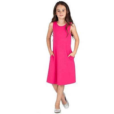 Girls Sleeveless Pocket Swing Dress