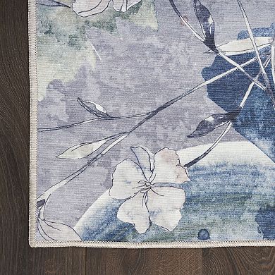 Nourison Washables Abstract Floral Indoor Non-skid Area Rug