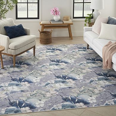 Nourison Washables Abstract Floral Indoor Non-skid Area Rug