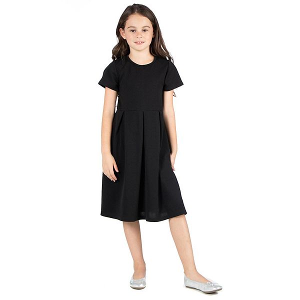 Girls Short Sleeve Pleated Party Dress