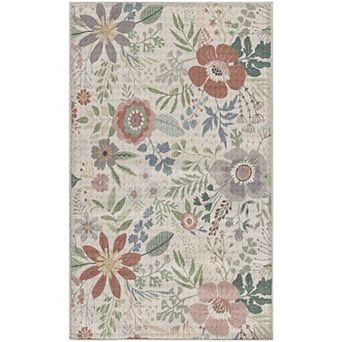 Nourison Washables Farmhouse Floral Indoor Non-skid Area Rug