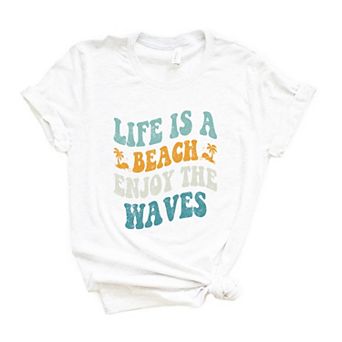 Enjoy The Waves Distressed Short Sleeve Graphic Tee
