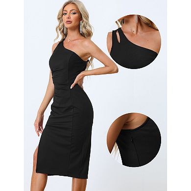 Women's Sleeveless One Shoulder Slit Fashion Tight Formal Party Dress