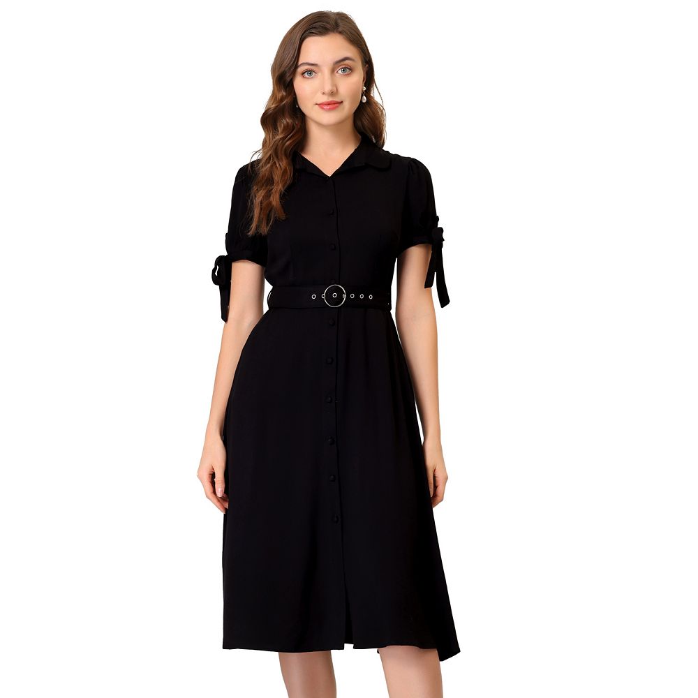 Button Down Short Sleeve Midi Shirt Dress