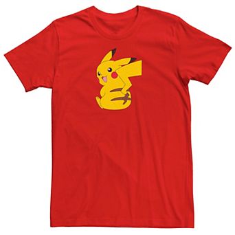 Men's Pokemon Cute Smiling Pikachu Sitting Across Tee
