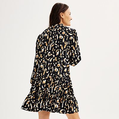 nine west dresses long sleeve Women's Nine West Long Sleeve Wrap Dress Color: Cocoa Pica Floral Nb Size:  X LARGE