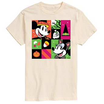 Disney's Mickey & Minnie Mouse Men's Trick Or Treat Grid Graphic Tee
