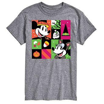 Disney's Mickey & Minnie Mouse Men's Trick Or Treat Grid Graphic Tee