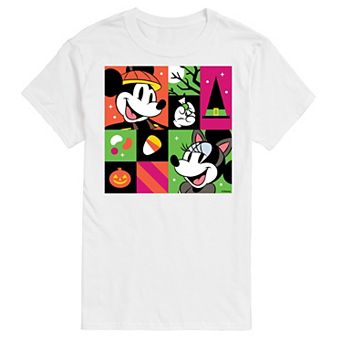 Disney's Mickey & Minnie Mouse Men's Trick Or Treat Grid Graphic Tee