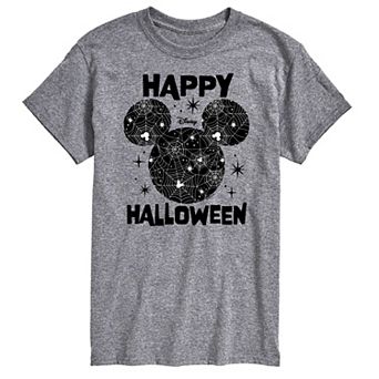 Disney's Mickey Mouse Men's Spider Web Silhouette Happy Halloween Graphic Tee