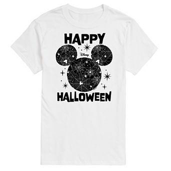 Disney's Mickey Mouse Men's Spider Web Silhouette Happy Halloween Graphic Tee