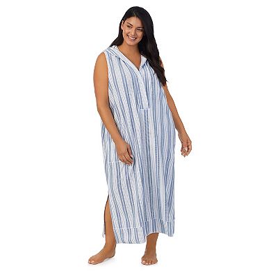 Plus Size Stan Herman Baby Terry Hooded Maxi Robe
