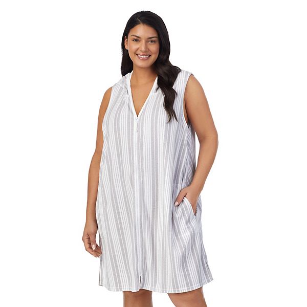 Plus Size Stan Herman Baby Terry Hooded ZipUp Robe