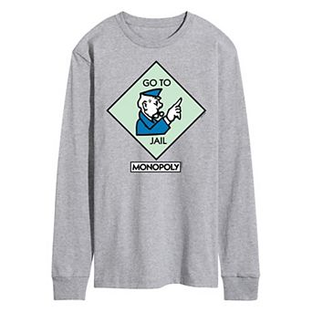 Men's Monopoly Go To Jail Square Long Sleeve Graphic Tee