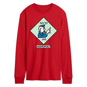 Men's Monopoly Go To Jail Square Long Sleeve Graphic Tee