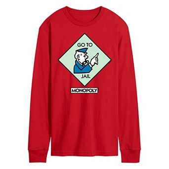 Men's Monopoly Go To Jail Square Long Sleeve Graphic Tee