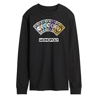 Men's Monopoly Money Stack Long Sleeve Graphic Tee