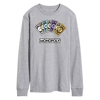 Men's Monopoly Money Stack Long Sleeve Graphic Tee