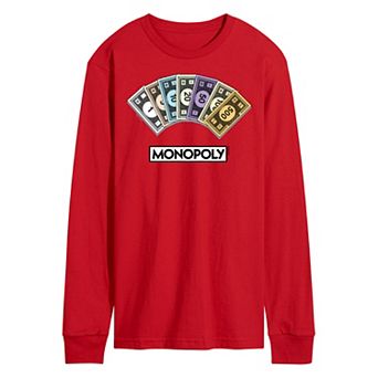Men's Monopoly Money Stack Long Sleeve Graphic Tee
