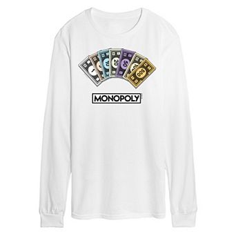 Men's Monopoly Money Stack Long Sleeve Graphic Tee