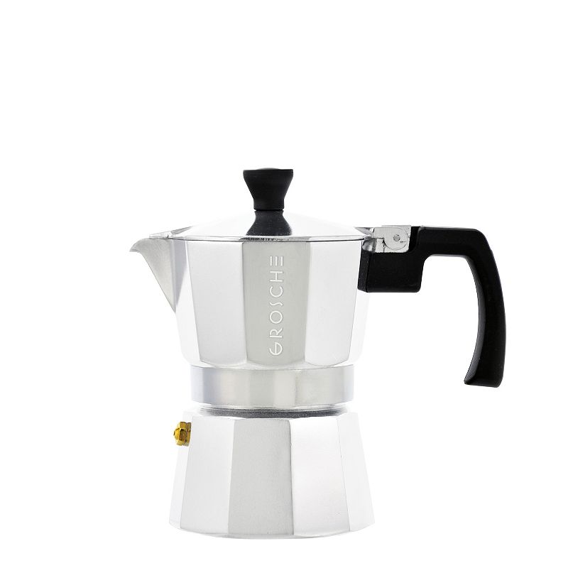 GROSCHE Milano Stovetop Espresso 3-Cup Moka Pot Coffee Maker, Silver