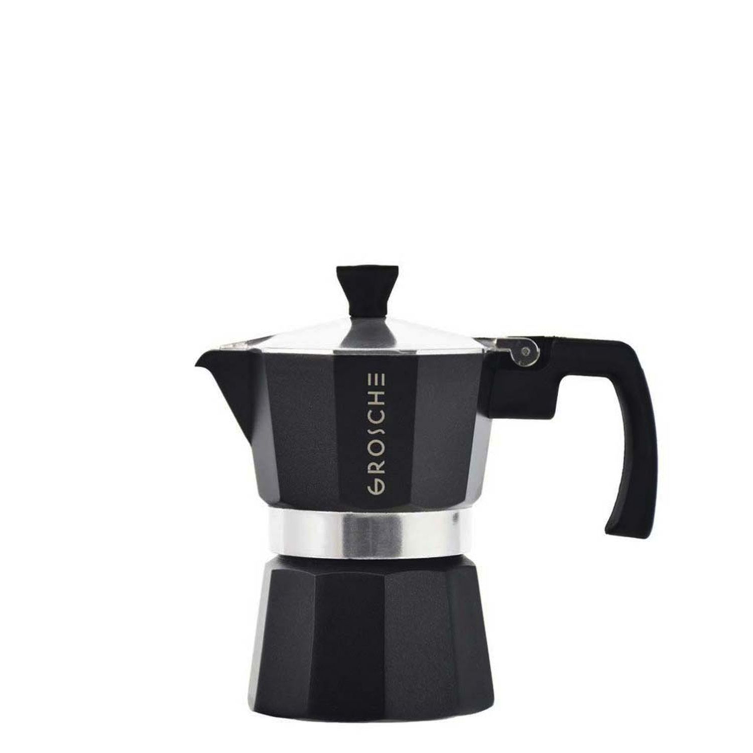 JoyJolt Italian Moka Pot 6-Cup Stovetop Aluminum Espresso Maker, Black