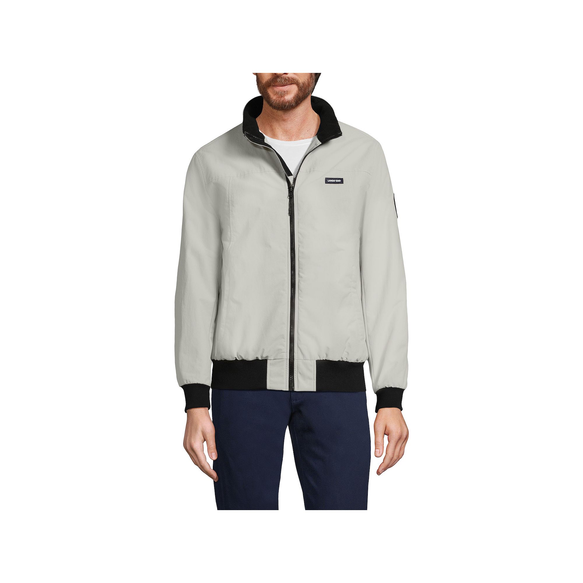 Mens Lands End Classic Squall Bomber Jacket, Size: Small, Soft Pink