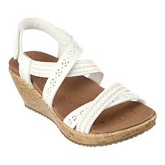 symoid Womens Comfortable Wedge Sandals- Clearance Band Footbed Platform  Wedge Velcro Wide Width Beige Dressy Slide Sandals for Women Size 8.5