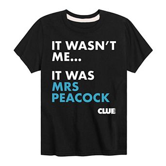 Boys 8-20 Clue Clue It Was Mrs. Peacock Graphic Tee