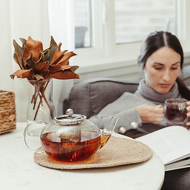 GROSCHE JOLIETTE Glass Infuser Teapot, Stainless Steel Lid & Strainer