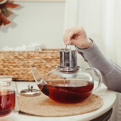 GROSCHE JOLIETTE Glass Infuser Teapot, Stainless Steel Lid & Strainer