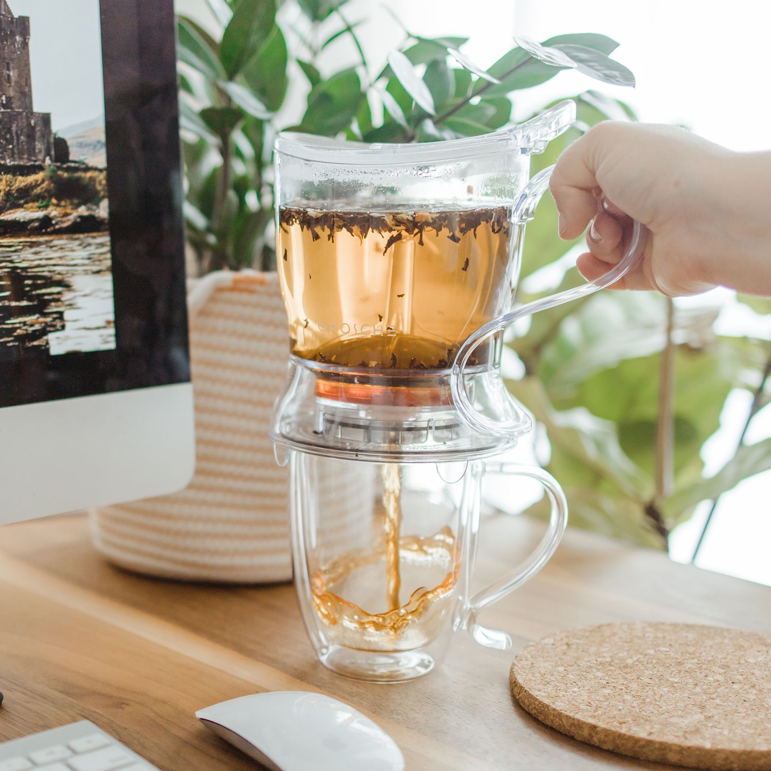 TEAVANA For Life Tea Stackable Pot Cup Mug Infuser orange/Red Tea For One