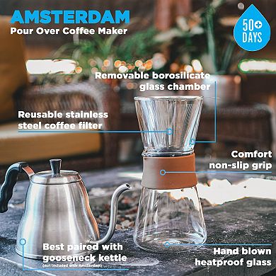 GROSCHE Amsterdam Pour Over Coffee Maker With Reusable Coffee Filter