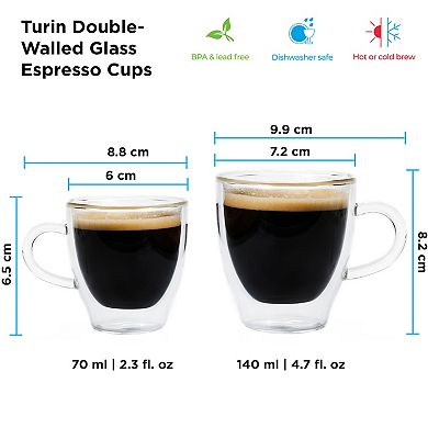 GROSCHE TURIN 2-Piece Double Wall Glass Espresso Cups