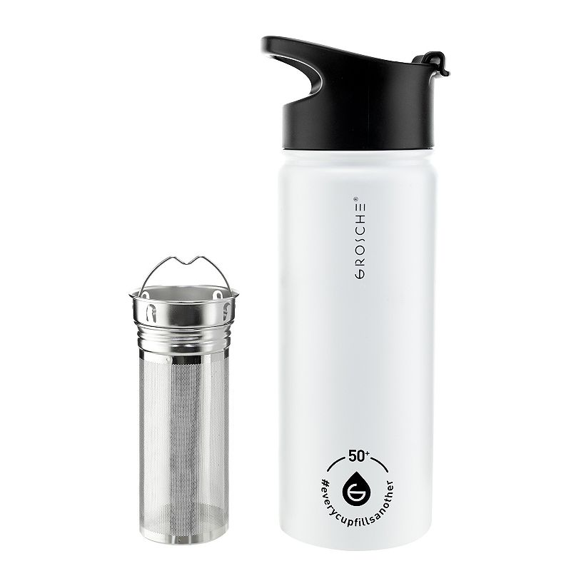 GROSCHE Chicago Steel Insulated 16-oz. Coffee Tumbler With Infuser, Porcelain White