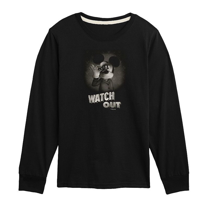 Disney's Mickey Mouse Boys 8-20 Watch Out Long Sleeve Graphic Tee, Boy's, Size: Small, Black