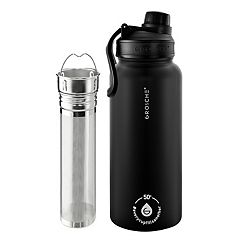 CIVAGO 32 oz Insulated Water Bottle With Straw, Stainless Steel Sports  Water Cup Flask with 3 Lids (Straw, Spout and Handle Lid), Wide Mouth  Travel Thermo Mug, Midnight Black Black 32 oz