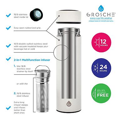 GROSCHE Chicago Vacuum Insulated Coffee Tumbler With Infuser