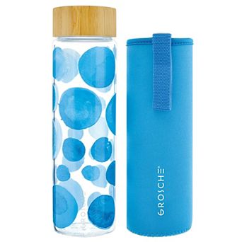 GROSCHE Venice Glass Water Bottle With Protective Carrying Sleeve