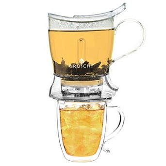 GROSCHE ABERDEEN Easy Pour Tea Steeper and CYPRUS Glass Mug Bundle