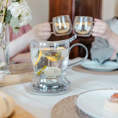 GROSCHE ABERDEEN Easy Pour Tea Steeper and CYPRUS Glass Mug Bundle