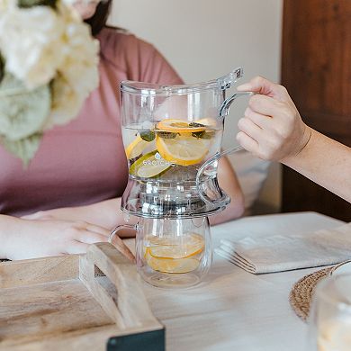 GROSCHE ABERDEEN Easy Pour Tea Steeper and CYPRUS Glass Mug Bundle