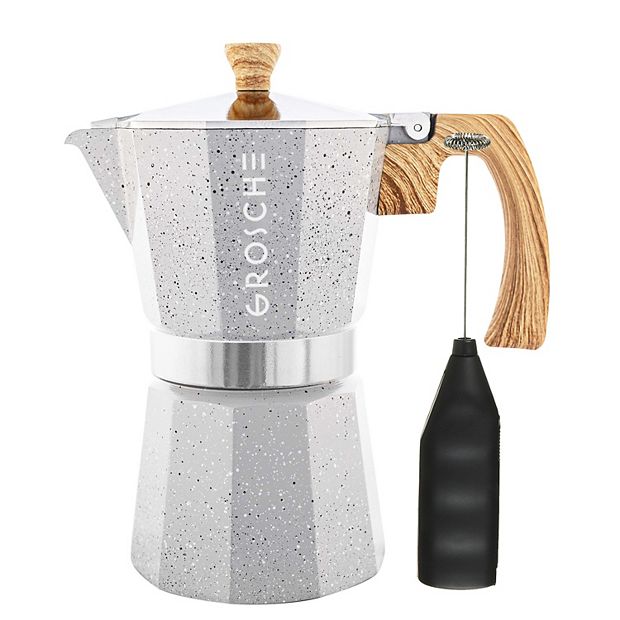 Grosche Milano Stovetop Espresso 3-Cup Moka Pot Coffee Maker, Silver